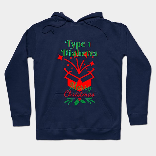 Diabetes Merry Christmas Surprise Gift Type 1 Diabetic Hoodie by Diabeticsy